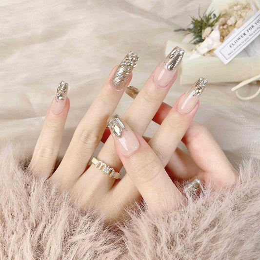 Chinese New Year the Year of the Loong New Dragon Scale Pure Hand Wear Armor Explosion Sparkling Champagne Diamond Temperament Boutique Nail Stick